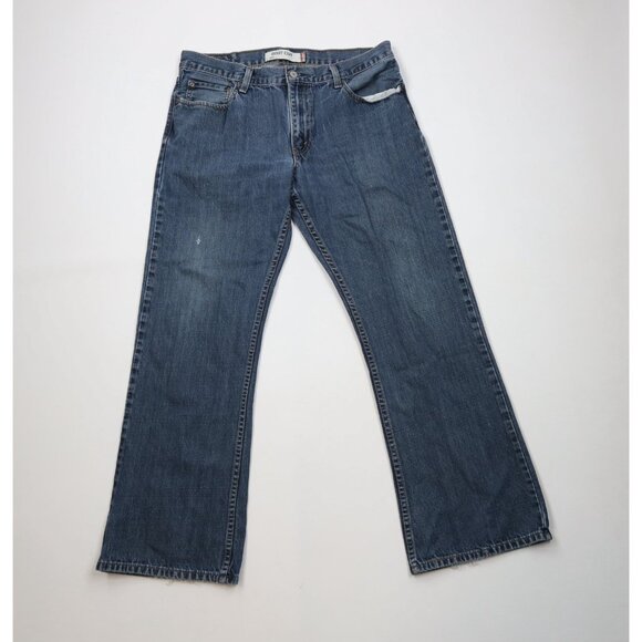 Vintage Y2K Levis 527 Mens 36x32 Distressed Wide Leg Bootcut Denim Jeans Blue